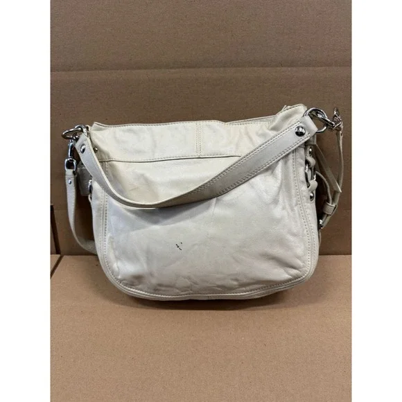 Coach Zoe Leathers‎ Shoulders Hobo Bag White w/ Pink Lining F14707 - Picture 2 of 9